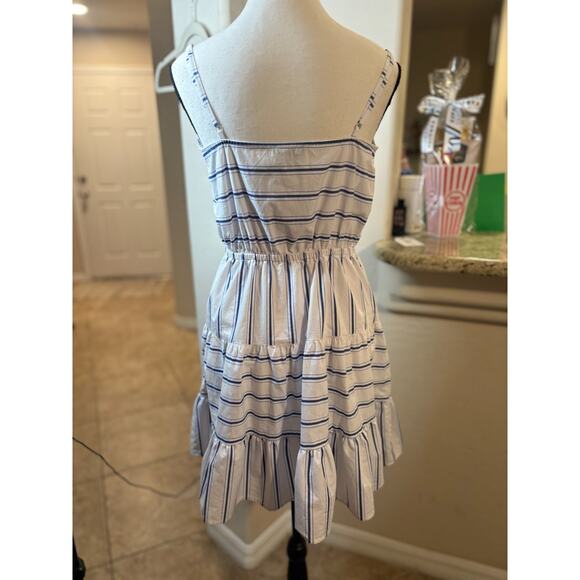 Express Women's White/Blue V-Neck Stripe Mini Dress Size M 6-10 - Picture 3 of 5